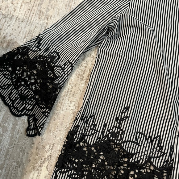 Elie Tahari Embroidered Striped Button-Down - Picture 4 of 6